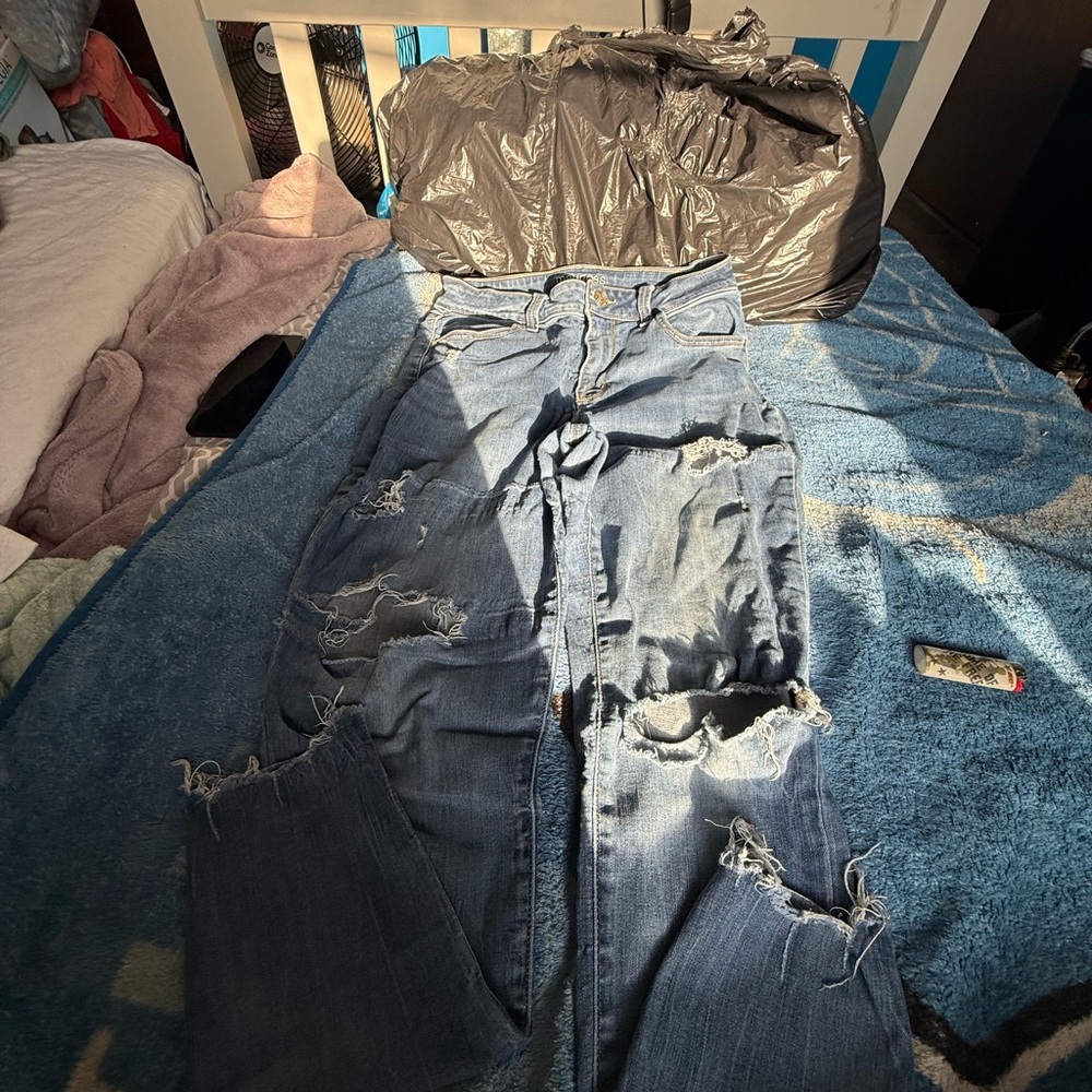 Distressed Blue Jeans